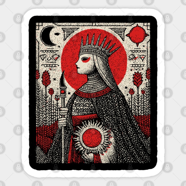 The Empress Regal Abundance Tarot Art Sticker by TuncGK